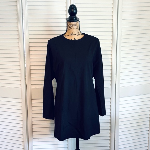 Zara NWT Black Classic Long Sleeve Boxy Mini Shift Shirt Dress Size Small S - Picture 1 of 8